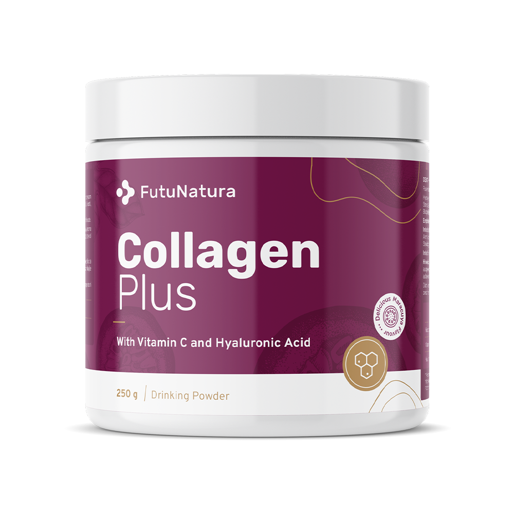 Kolagen + vitamín C + kyselina hyaluronová.