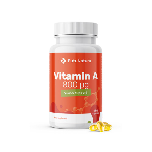 Vitamín A 800 µg, 180 měkkých kapslí 