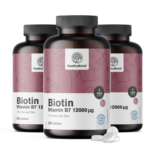 3x Biotin 12000 µg, dohromady 1095 tablet