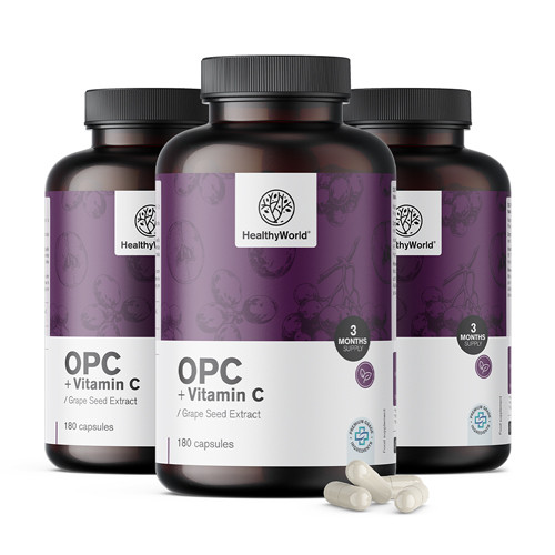 3x OPC – z hroznových jadérek + vitamín C, dohromady 540 kapslí