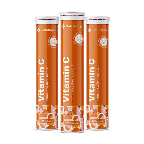 3x Vitamín C – šumivé tablety, dohromady 60 šumivých tablet