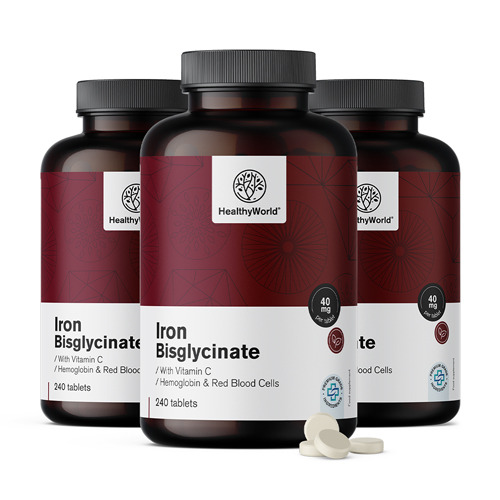 3x Bisglycinát železa 40 mg, dohromady 720 tablet