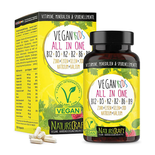 Veganské vitamíny a minerály pro děti, 120 kapslí