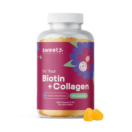 Biotin + kolagen – gumové bonbony na vlasy, kůži a nehty, 135 gumových bonbonů