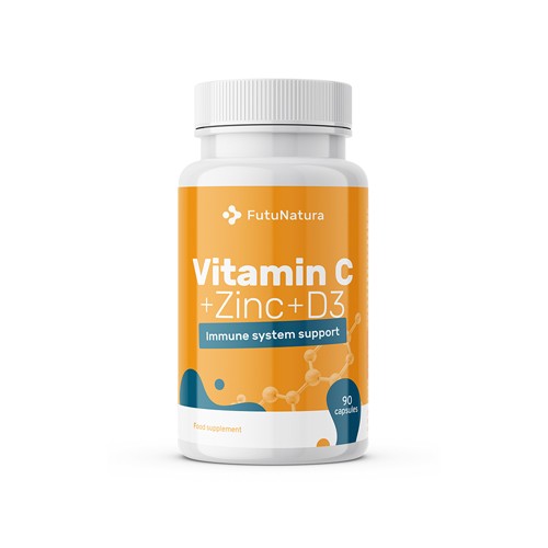 Vitamin C + Zink + Vitamin D3, 90 Kapseln