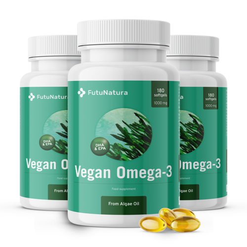 3x Omega 3 vegano de algas 1000 mg, en total 540 cápsulas blandas