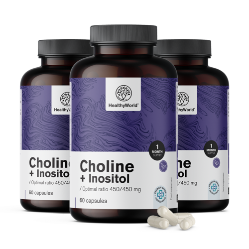 3x Colina-inositol 450/450 mg, en total 180 cápsulas