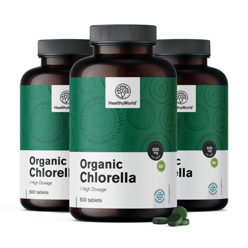 3x BIO Chlorella 500 mg, en total 1500 comprimidos