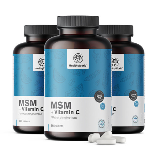 3x MSM 2000 mg – con vitamina C, en total 1095 comprimidos