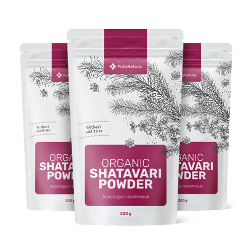 3x Shatavari orgánico en polvo, en total 600 g