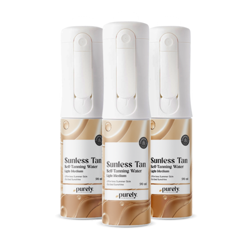 3x Sunless Tan – bruma autobronceadora para el cuerpo (Light–Medium), en total 270 ml
