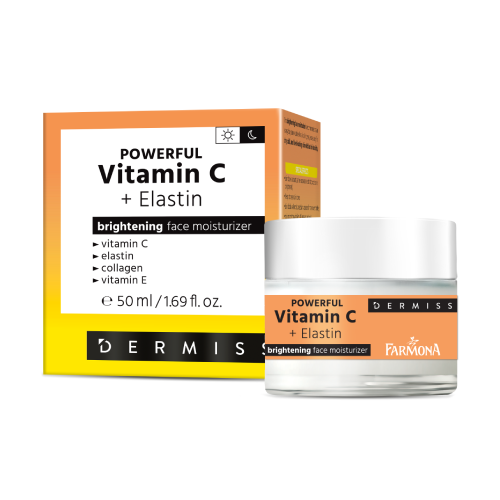 Crème hydratante éclaircissante avec vitamine C + élastine, 50 ml