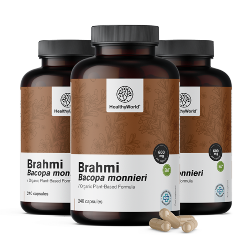 3x Brahmi 600 mg, ensemble 720 gélules 