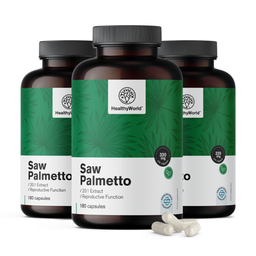 3x Saw Palmetto – Chou palmiste 320 mg, ensemble 540 gélules 