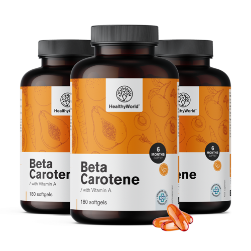 3x Bêta-carotène 25 000 UI, ensemble 540 gélules molles