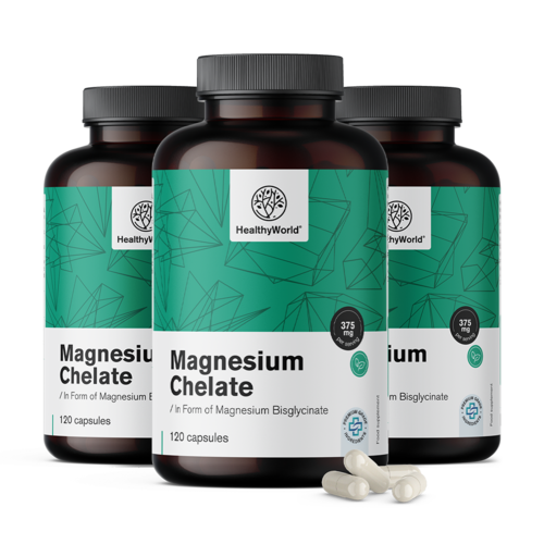 3x Chélate de magnésium 375 mg, ensemble 360 gélules