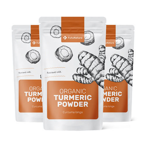 3x Curcuma en poudre BIO, ensemble 750 g