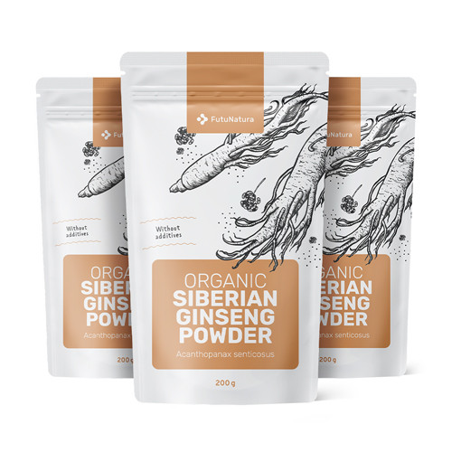 3x BIO Poudre de ginseng de Sibérie, ensemble 600 g