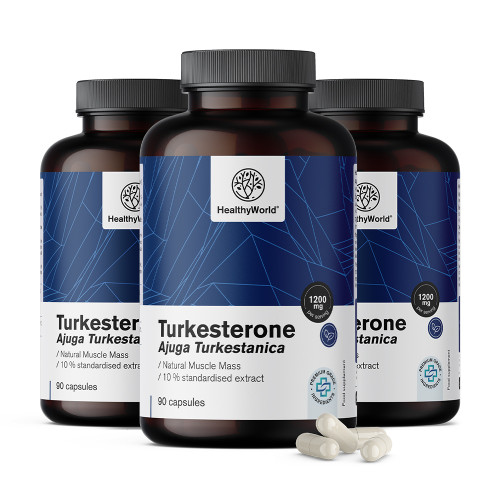 3x Turkestérone 1200 mg, ensemble 270 gélules 