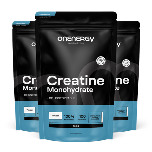3x 100 % créatine monohydrate en poudre, ensemble 1500 g