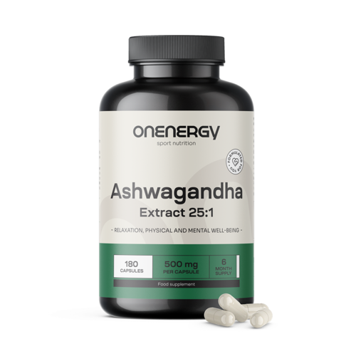 Ashwagandha 500 mg – extrait 25:1, 180 gélules
