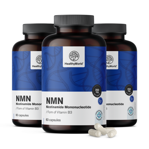 3x NMN - μονονουκλεοτίδιο νικοτιναμιδίου 250 mg, συνολικά 180 κάψουλες