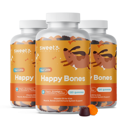 3x Happy Bones – ζελεδάκια για παιδιά με βιταμίνη D3, συνολικά 360 ζελεδάκια