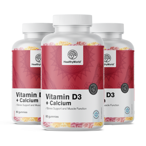 3x Vitamin D3 + Kalcij – gumeni bomboni za mišiće, kosti i zube, ukupno 180 gumenih bombona
