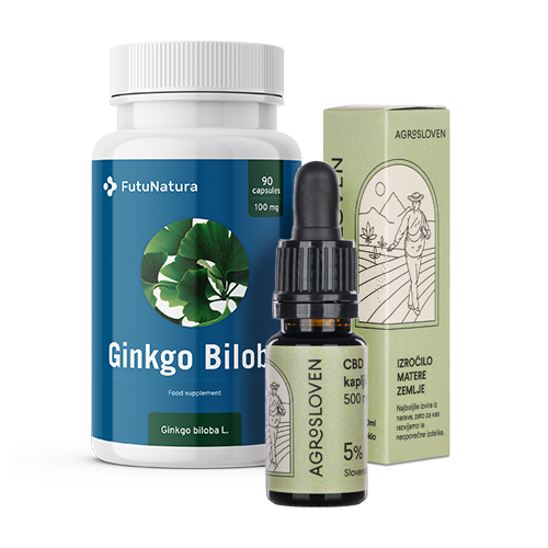 Moć mozga: CBD kapljice + Ginko biloba, komplet