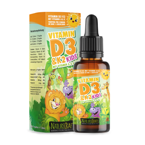 Veganski vitamini D3 + K2 u kapima - za djecu, 20 ml