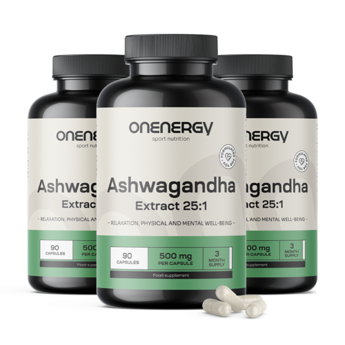 3x Ashwagandha 500 mg – ekstrakt 25:1, ukupno 270 kapsula