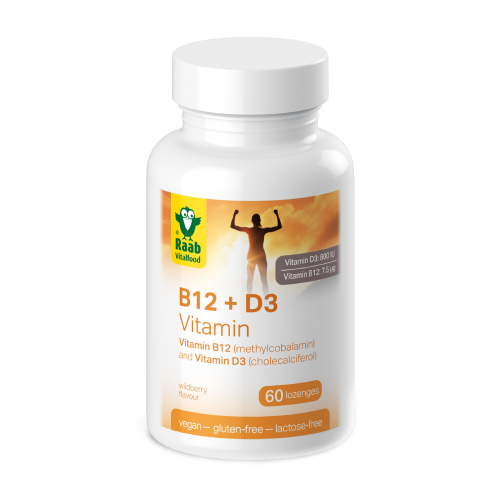 Veganski vitamini B12 + D3, 60 pastila
