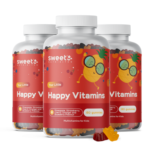 3x Happy Vitamins – gumeni bomboni za djecu s multivitaminima, ukupno 450 gumenih bombona