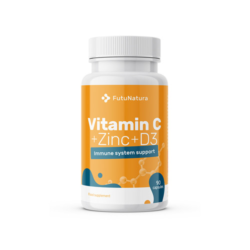 Vitamina C + zinco + vitamina D3, 90 capsule