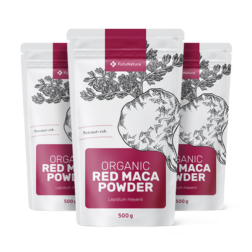 3x BIO Maca rossa in polvere, totale 1500 g