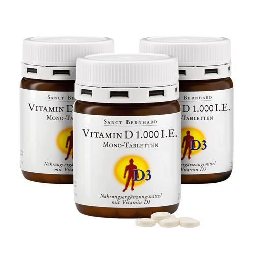 3x Vitamina D3 1000 IU, totale 750 pastiglie