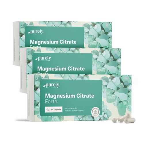 3x Magnesio citrato Forte + vitamina B6, totale 180 capsule