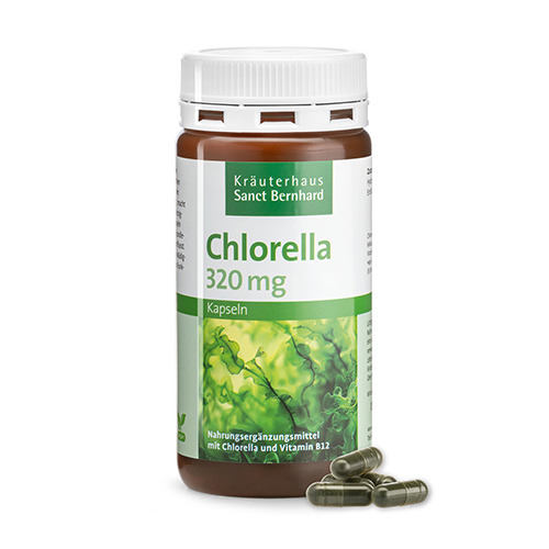 Chlorella. Il testo da tradurre è una descrizione del prodotto integratore alimentare.