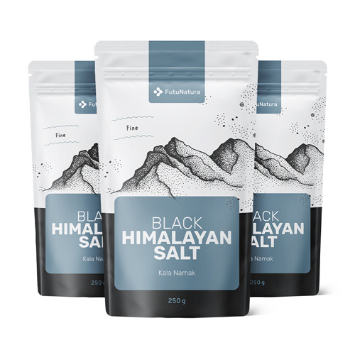 3x Zwarte Himalayazout – fijn gemalen, eetbaar, steenzout, niet-gejodeerd, totaal 750 g