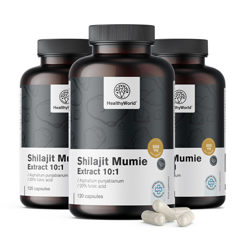 3x Shilajit Mumie Extract 10:1, totaal 360 capsules