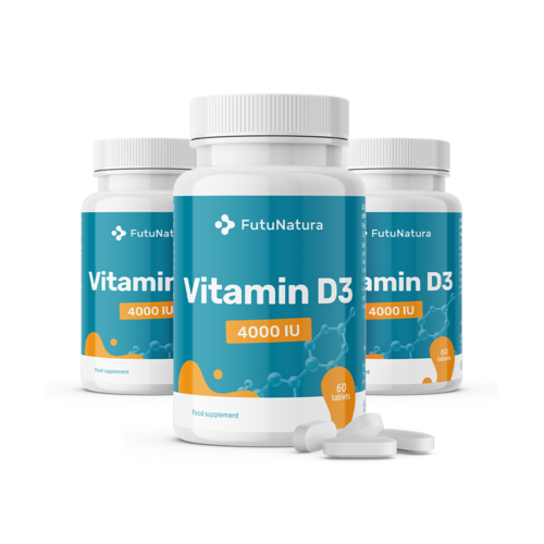 3x Witamina D3, 4000 j.m., razem 180 tabletek