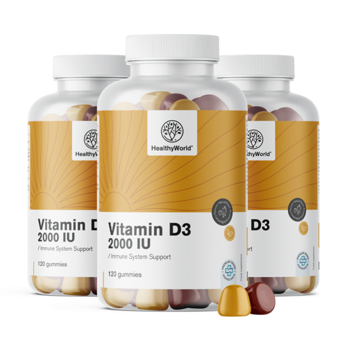 3x Witamina D3 2000 j.m., razem 360 żelki