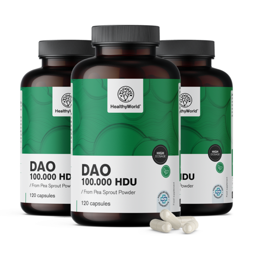 3x DAO diaminooksydaza 100.000 HDU, razem 360 kapsułek