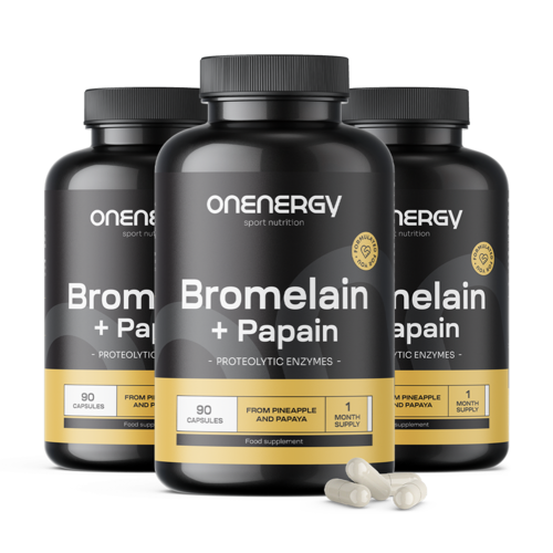 3x Bromelaina + Papaina, razem 270 kapsułek