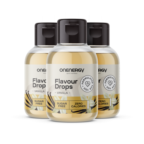 3x Flavour Drops krople ze słodzikiem – wanilia, razem 150 ml