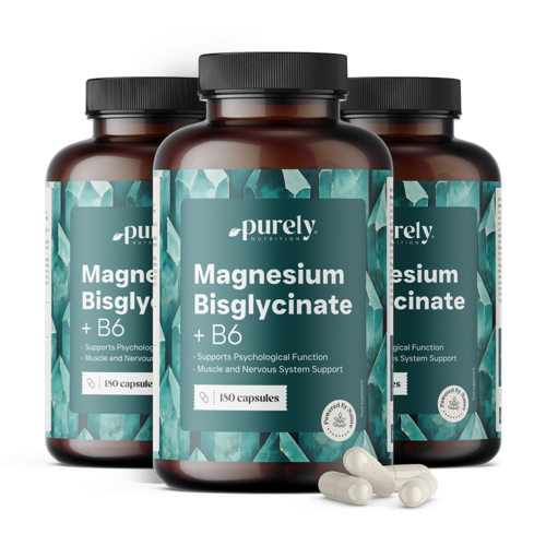 3x Bisglicynian magnezu z witaminą B6, razem 540 kapsułek