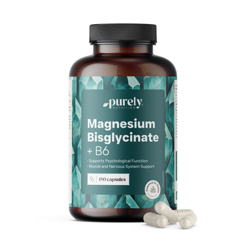 Bisglicynian magnezu z witaminą B6, 180 kapsułek
