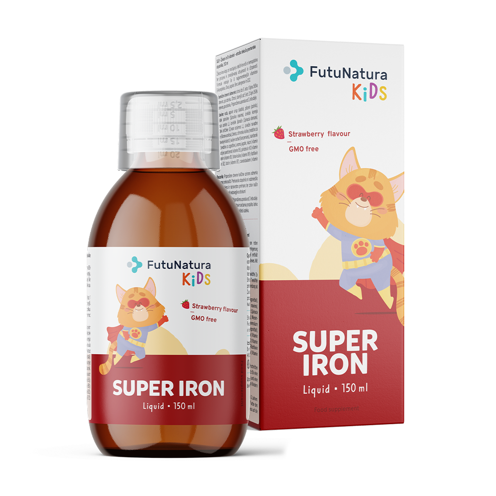 Super Iron:  Ferro + Vitaminas B – Suplemento em forma líquida para crianças