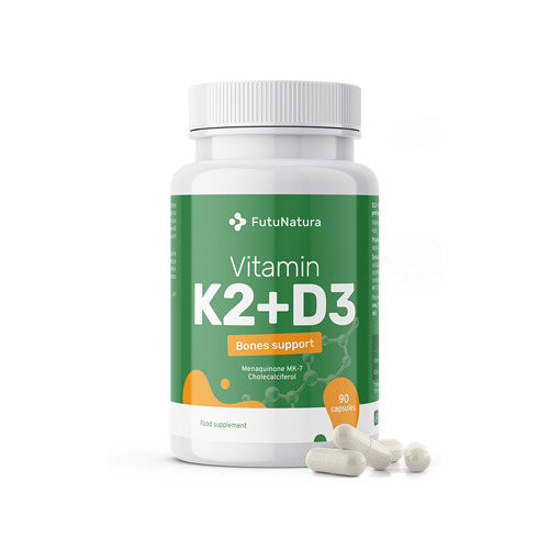 Vitamina K2 + D3 – para os ossos, 90 cápsulas