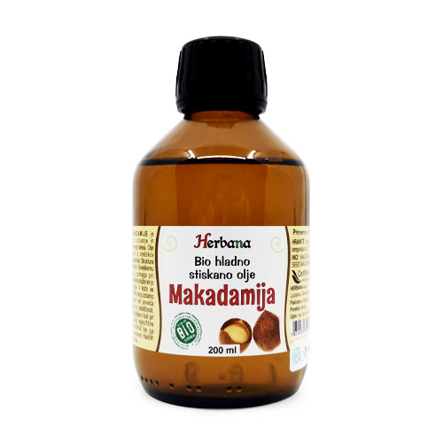 Óleo de macadâmia BIO, prensado a frio, 200 ml